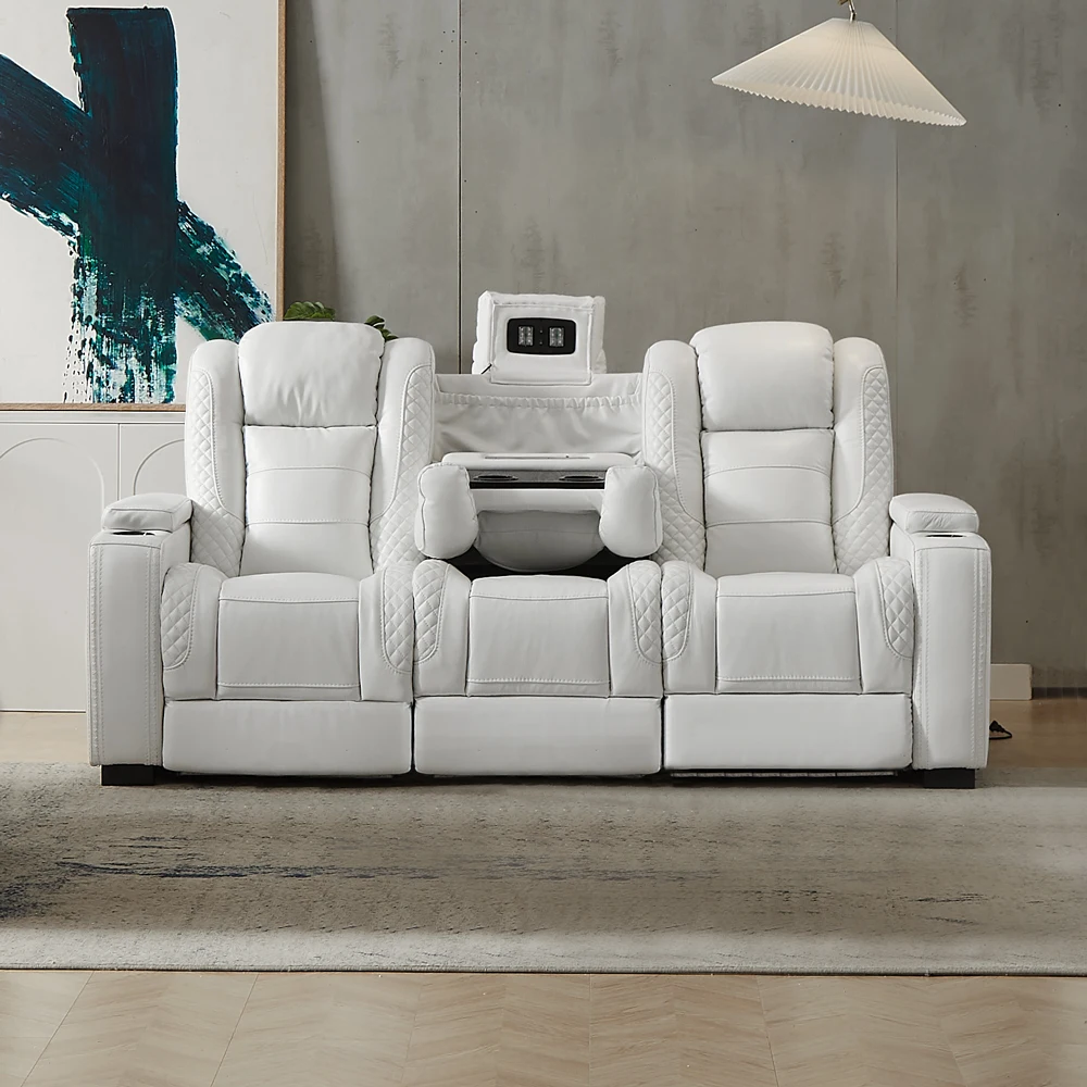 Home Cinema Recliners - Luksusowa rozkładana sofa elektryczna z białej