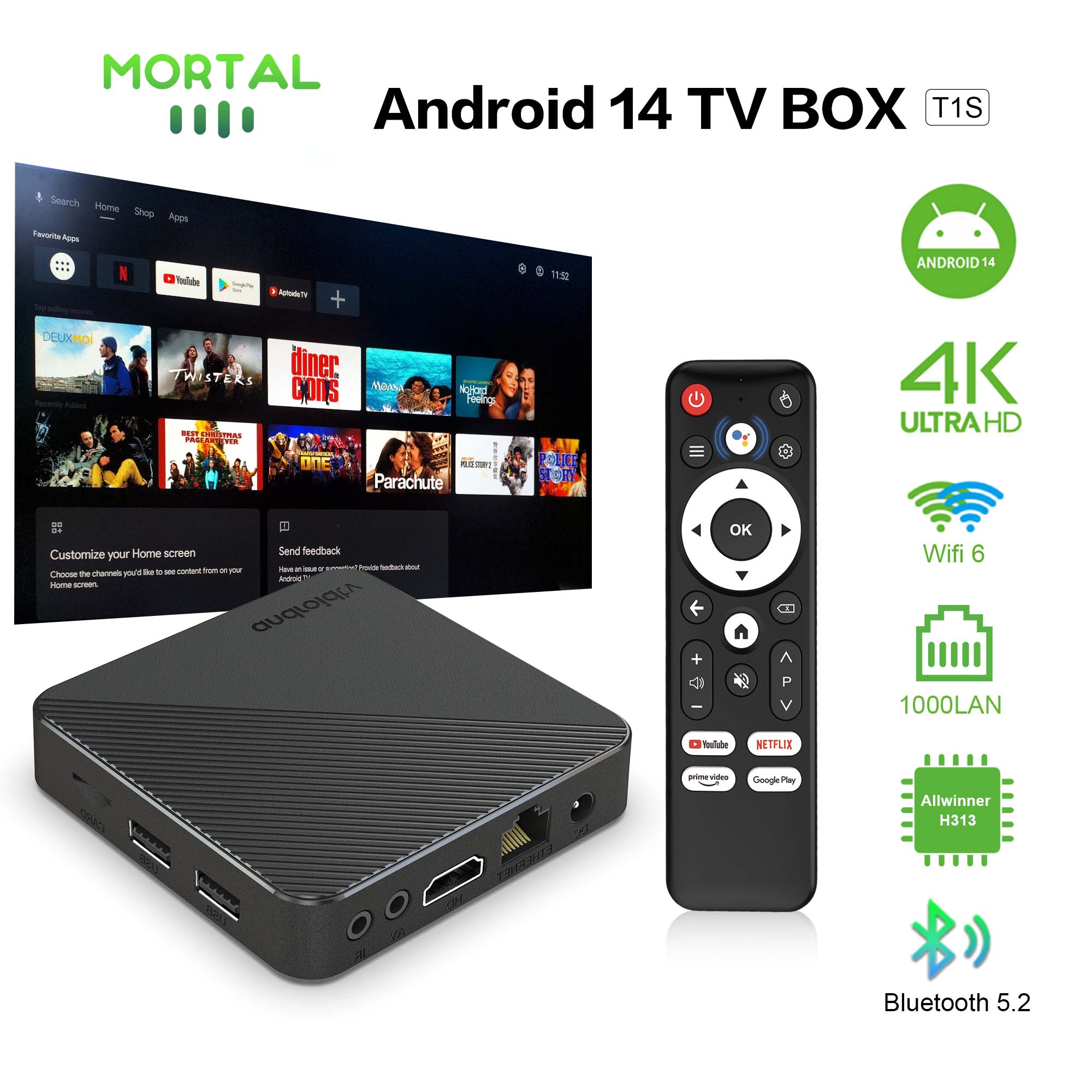 Home Cinema Player - Android14 Smart Home Theater TV Box